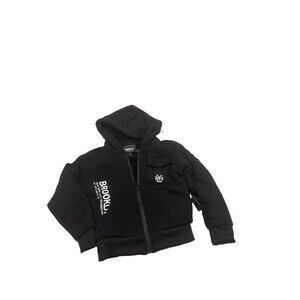Brooklyn Laundry Black Full Zip Fleece Lined Hooded Jacket Boys Size 5/6 Years